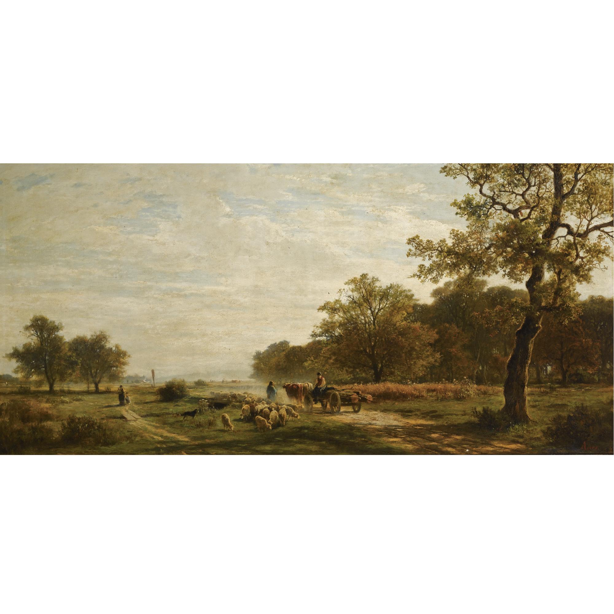 Adolf Heinrich Lier - German\' Morning On The Common, Bavaria\'