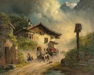 Adolf Heinrich Lier - Hochzeitsgesellschaft auf Pferdewagen