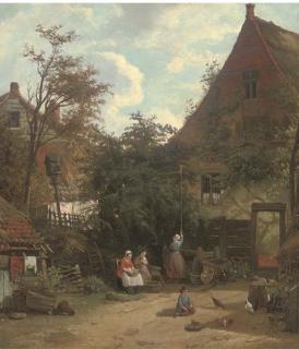Adolf Heinrich Lier - In The Farmyard