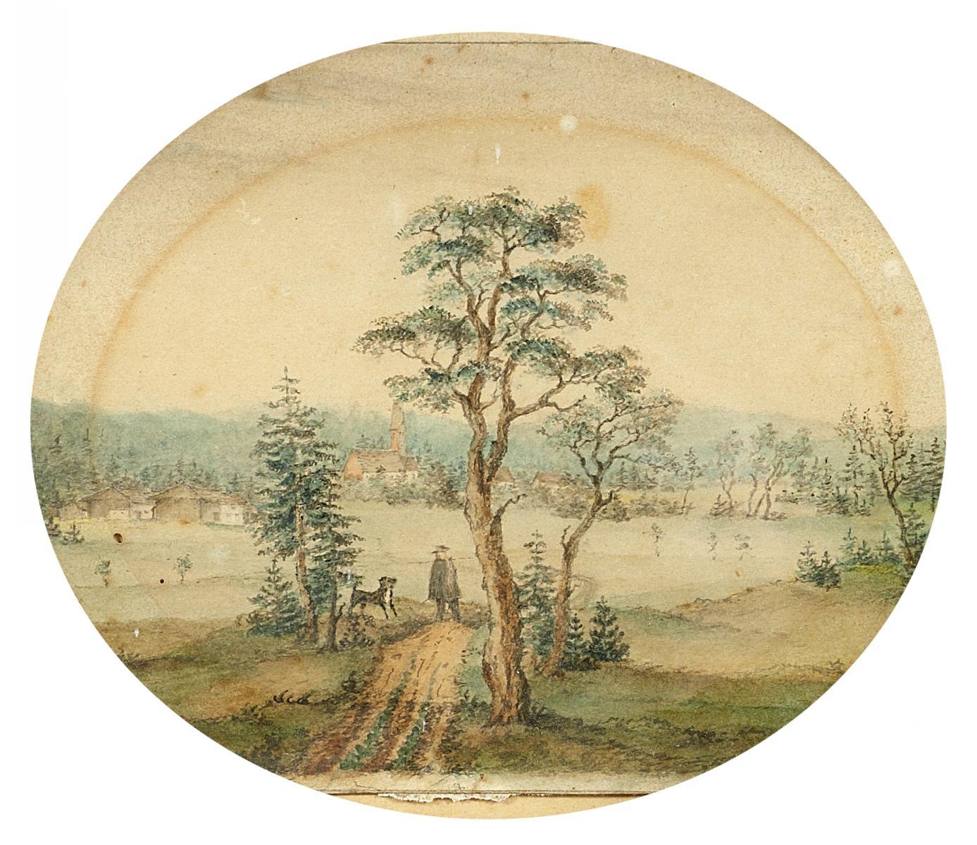 Adolf Heinrich Lier - Landschaft mit Wanderer