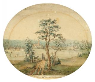 Adolf Heinrich Lier - Landschaft mit Wanderer