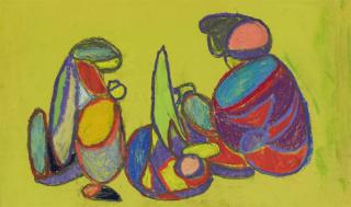 Adolf Hölzel - Figurengruppe auf grünem Grund