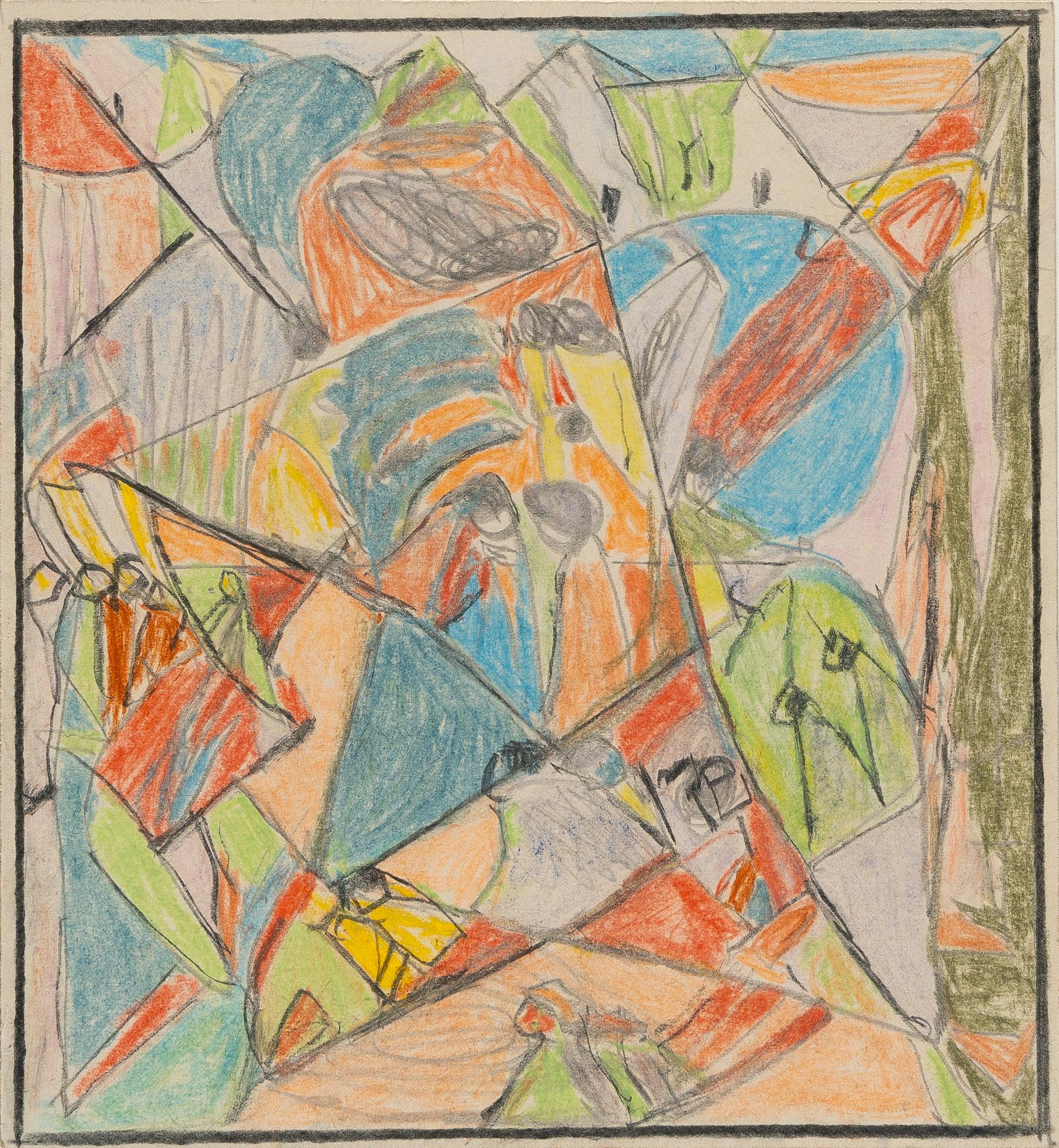 Adolf Hölzel - Figurengruppe vor Häusern