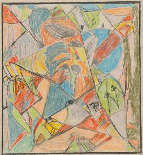 Adolf Hölzel - Figurengruppe vor Häusern