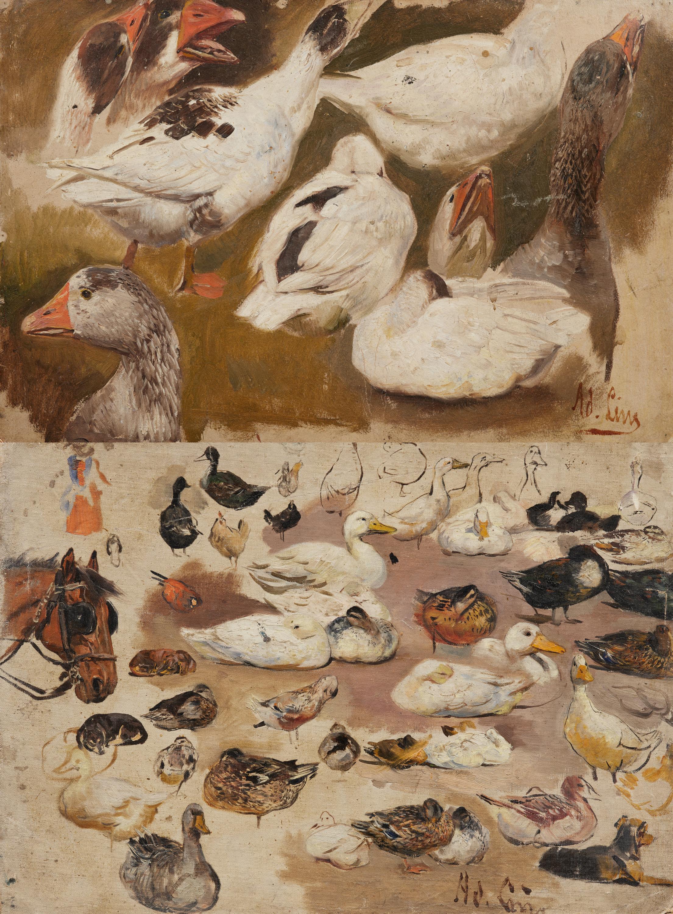 Adolf Lins - Zwei Ölstudien.