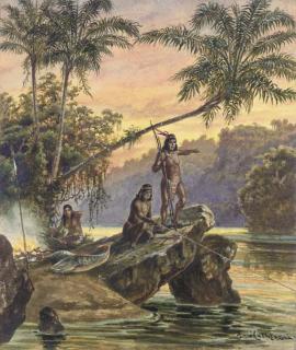 Adolf Methfessel - Sunrise at the upper Parana river