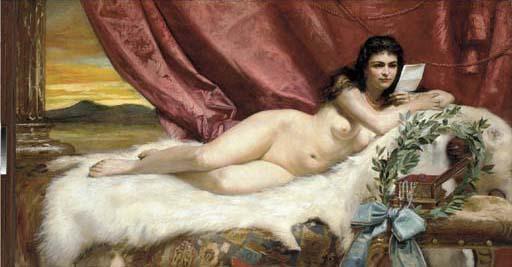Adolf Pirsch - A reclining nude reading