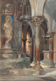Adolf Schill - Blick in das Innere der Kirche San Zeno in Verona