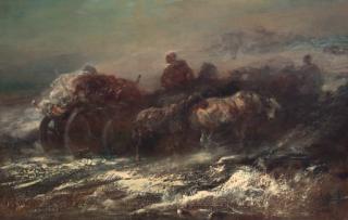 Adolf Schreyer - A caravan in a mountain landscape in winter