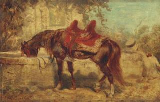 Adolf Schreyer - A Rest by the Fountain