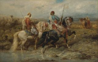 Adolf Schreyer - German fording A Stream