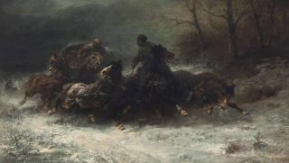Adolf Schreyer - Hunted by wolves