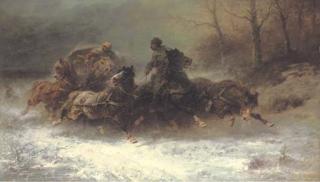 Adolf Schreyer - Hunted By Wolves