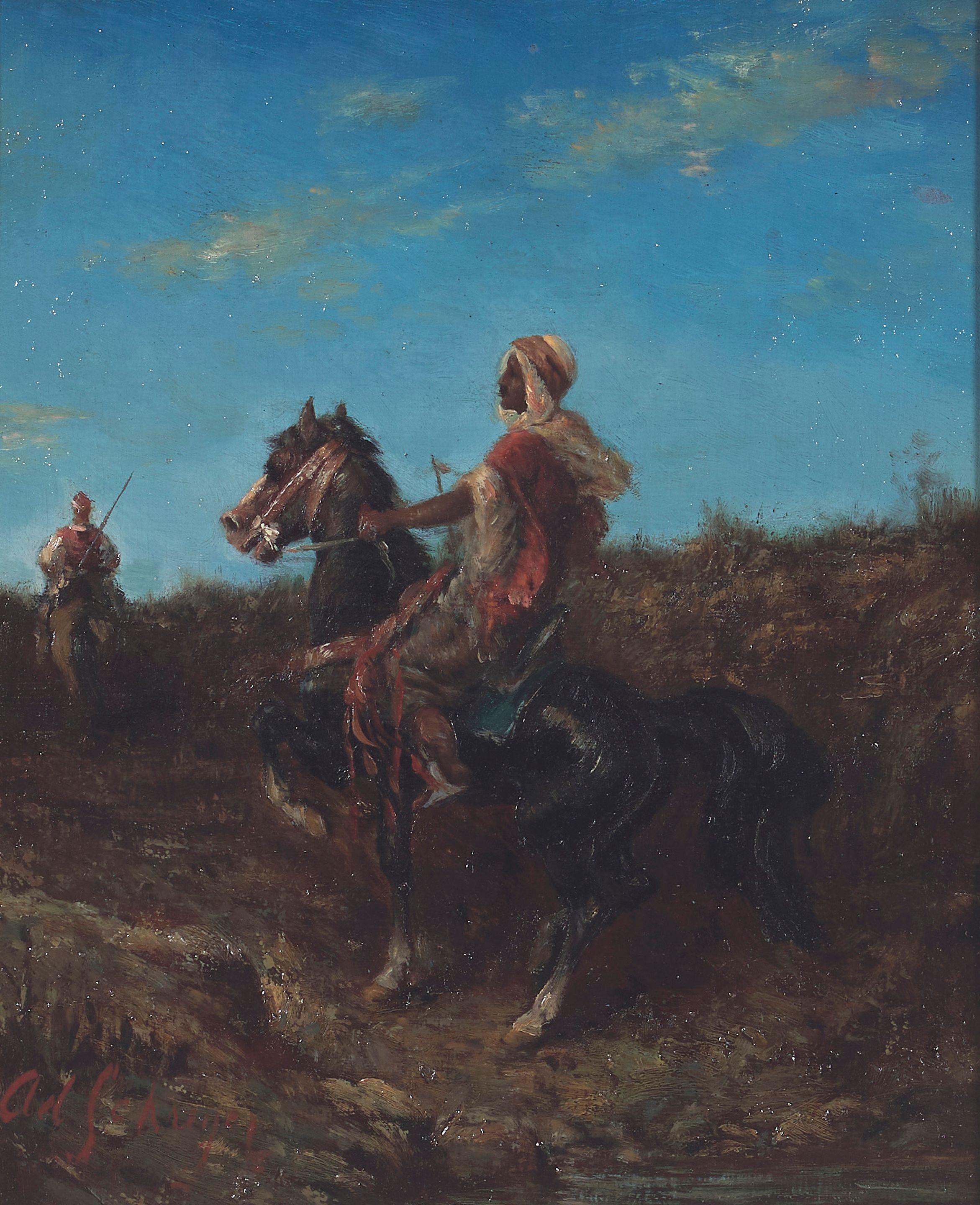 Adolf Schreyer - Two riders on horseback