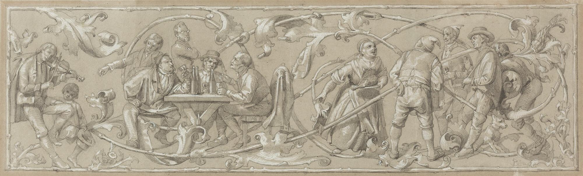 Adolf Schrödter - Die zechenden Alten.