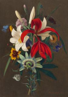 Adolf Senff - Stillleben mit Lilien und Passionsblume