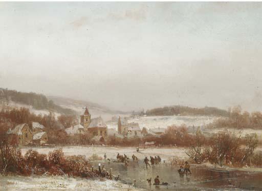 Adolf Stademann - A Dutch Winter Skating View