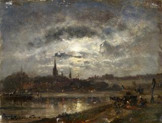 Adolf Stademann - Nächtliche Uferlandschaft