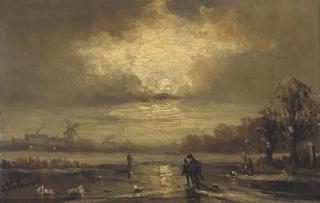 Adolf Stademann - Skaters On A Moonlit River