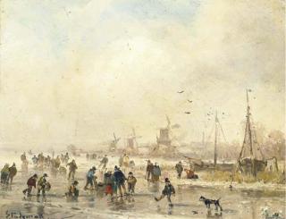 Adolf Stademann - Skaters on the ice, Holland