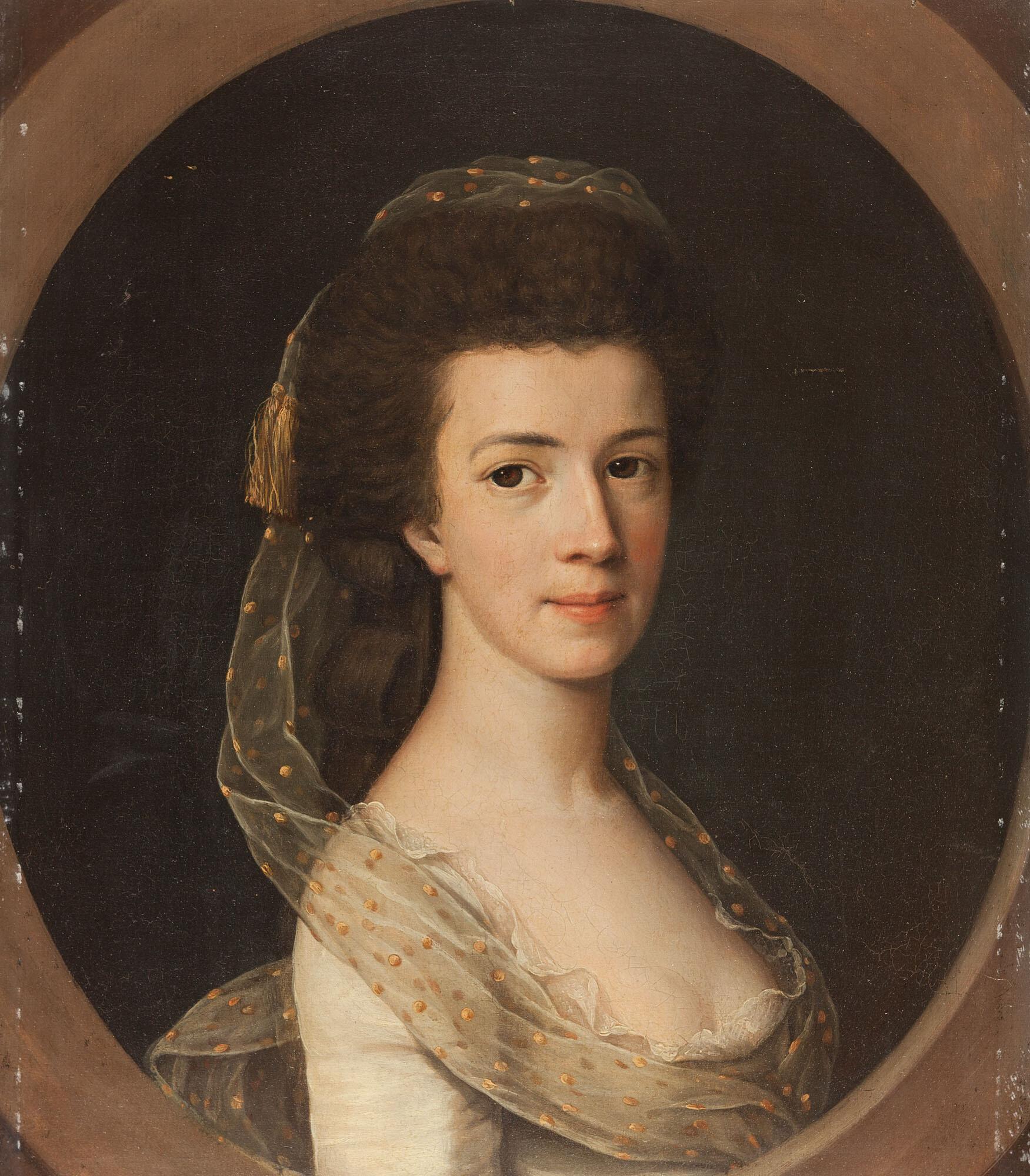 Adolf Ulrik Wertmüller - Porträt einer Dame mit Schleier im gemalten Oval.