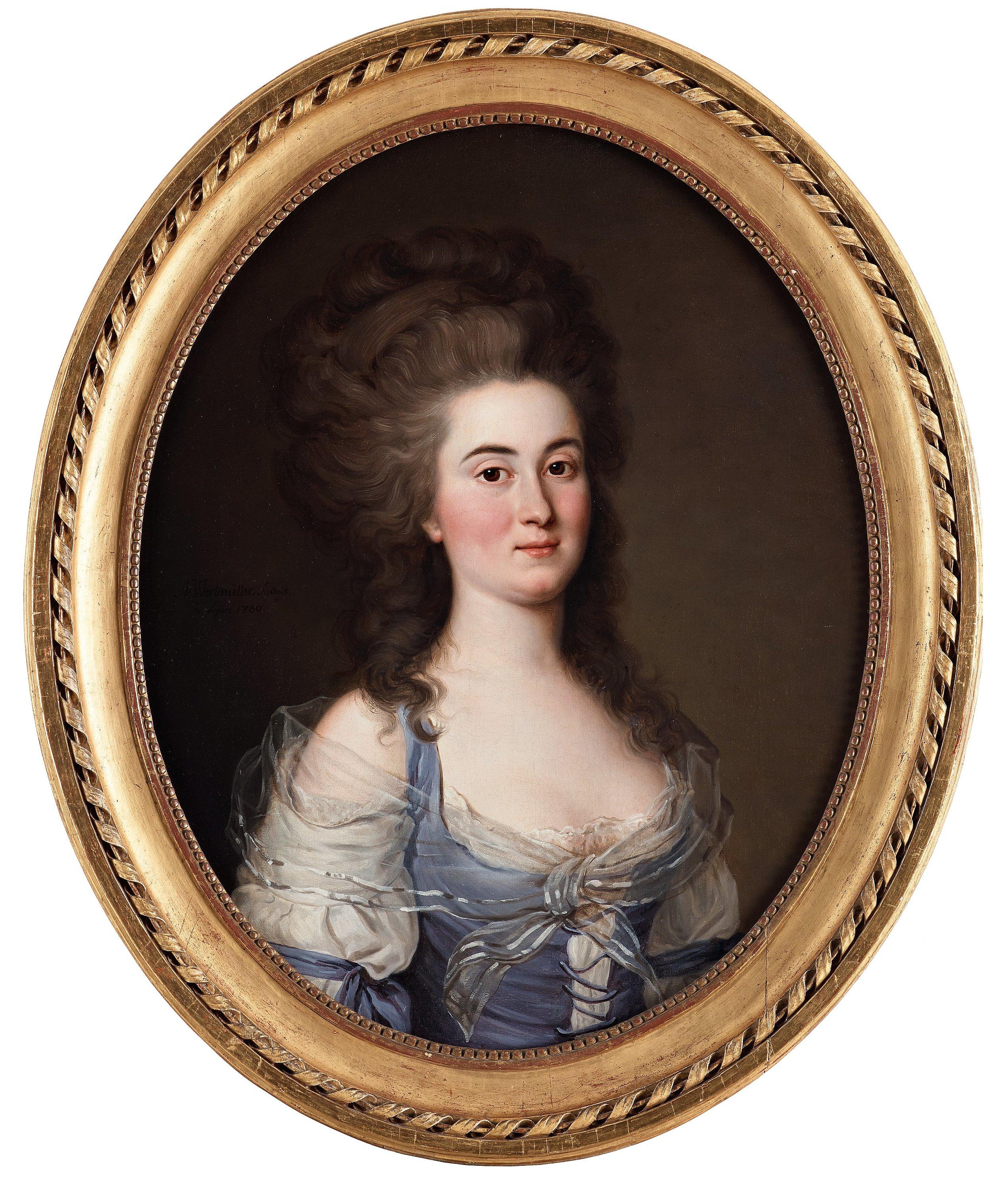 Adolf Ulrik Wertmüller - Young lady in a blue bodice and fichu