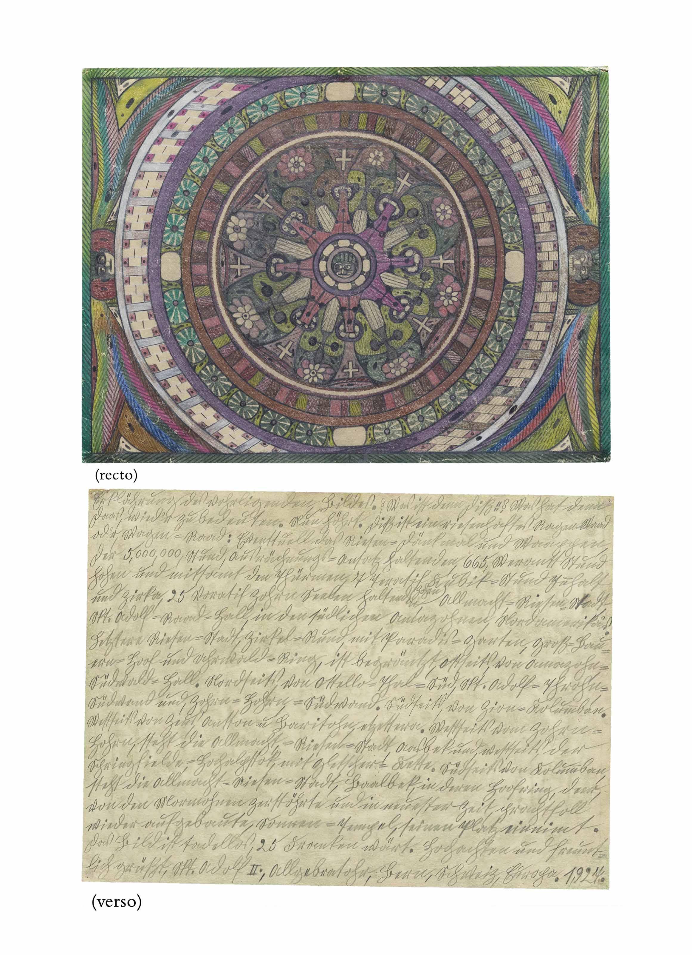 Adolf Wölfli, - Denkmal der Allmacht-Riesen-Stadt Skt. Adolf-Raad-Hall, Ragen-Waad od\'r, Waagen-Rad, 1927