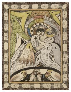 Adolf Wölfli - Untitled (the masked man), double sided, 1920
