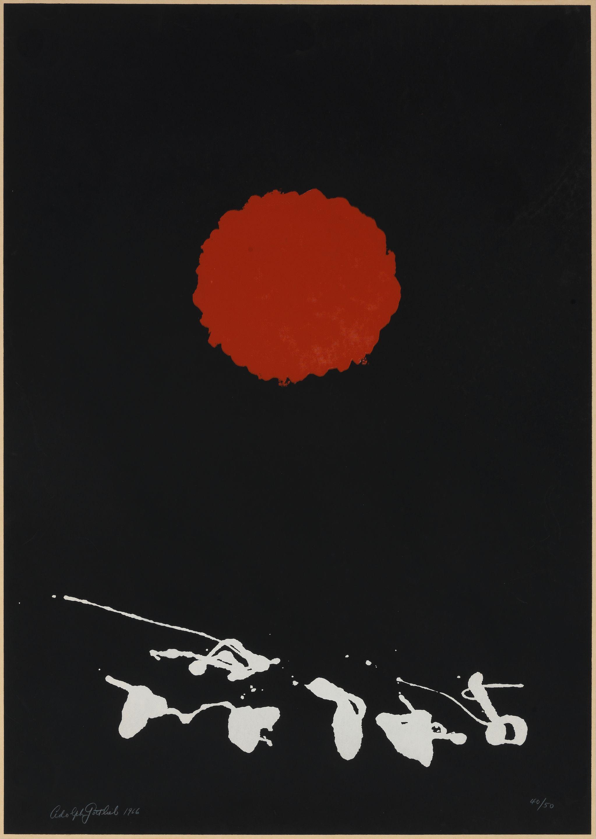 Adolph Gottlieb - Black Ground, Red Disc