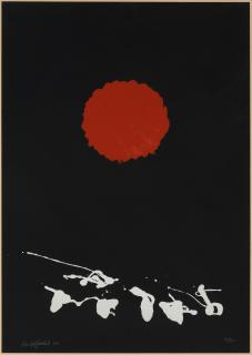 Adolph Gottlieb - Black Ground, Red Disc