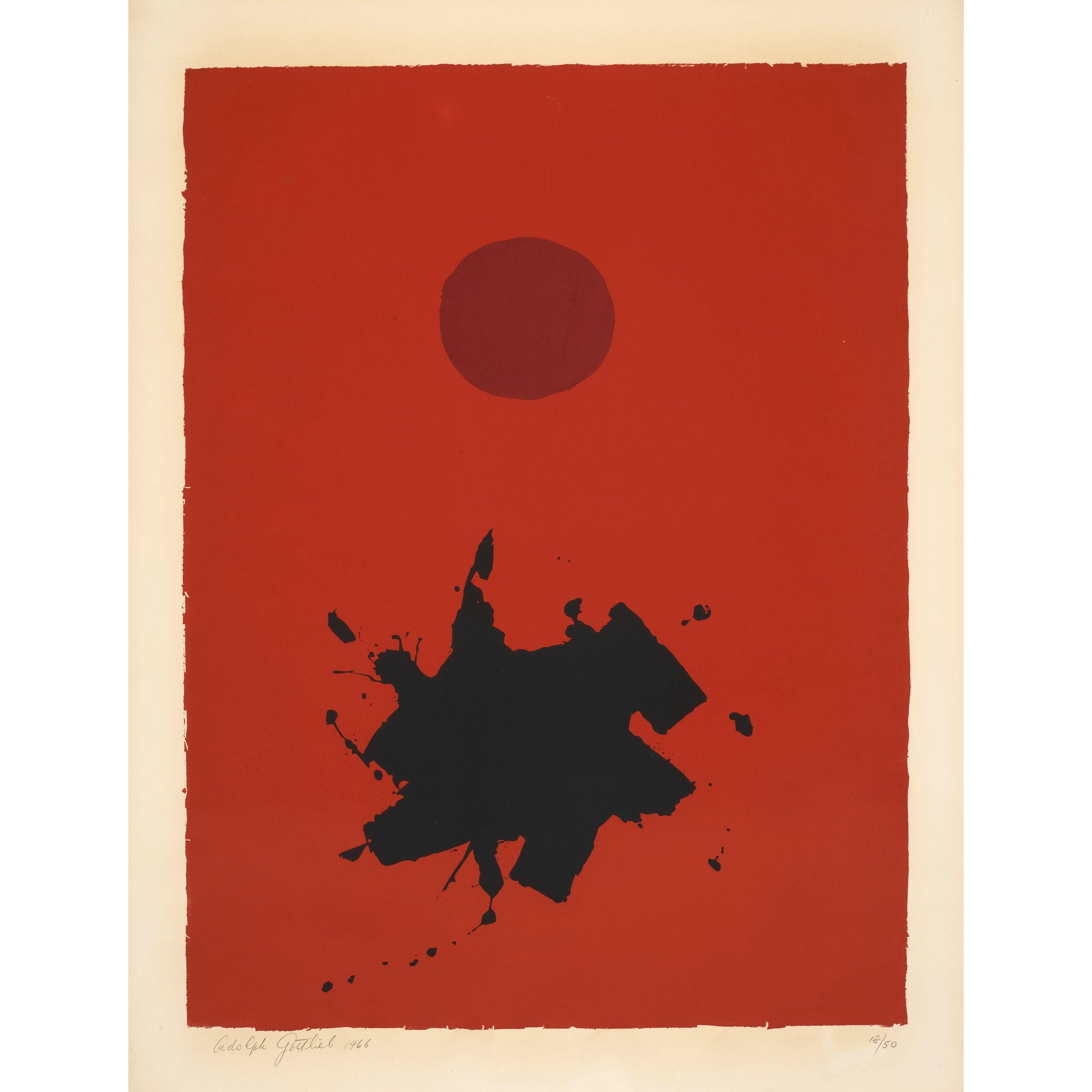 Adolph Gottlieb - Red Ground, Maroon Disc