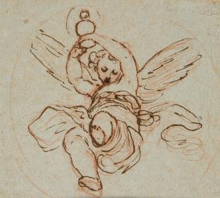 Adolph Menzel - Bildnis eines bärtigen Mannes mit langem Haar.