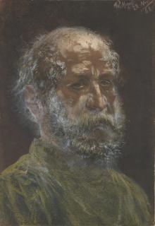 Adolph Menzel - Kopf Eines Kahlköpfigen Juden Mit Vollbart (A Bald-Headed Jew With A Beard) 