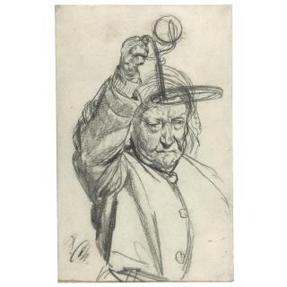 Adolph von Menzel - An Old Woman Holding A Lamp