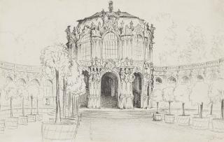 Adolph von Menzel - Der Wallpavillon in Dresden