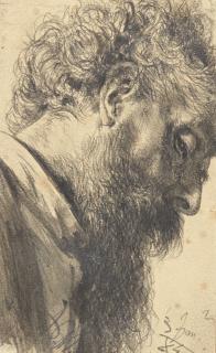 Adolph Von Menzel - German head Of A Bearded Man