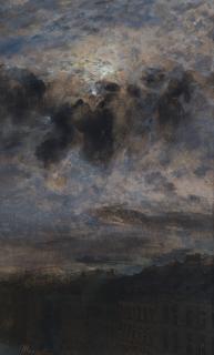 Adolph Von Menzel - Mondschein über den Dächern von Berlin