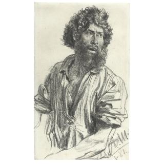 Adolph von Menzel - Study Of A Bearded Man