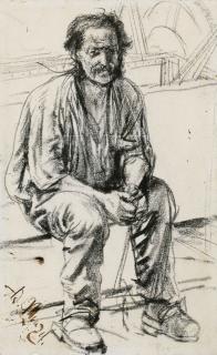 Adolph von Menzel - Young Seated Worker