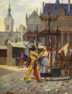 Adolphe-Alexandre Lesrel - Flirtation In The Town Square