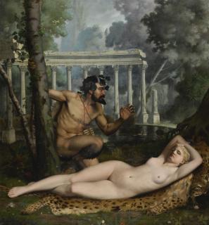 Adolphe-Alexandre Lesrel - French nymphe Et Satyre