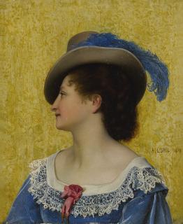 Adolphe Alexandre Lesrel - French the Blue Feather 