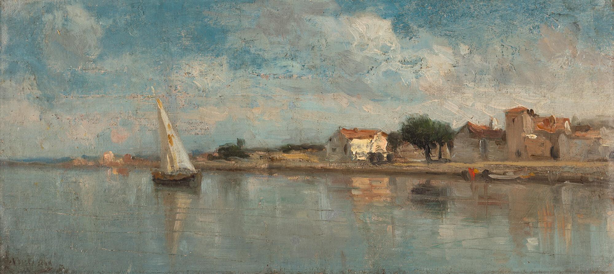 Adolphe Appian - Flusslandschaft mit Segelboot.