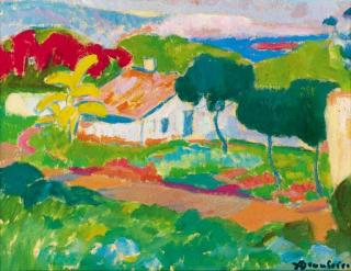 Adolphe Beaufrère - Paysage à la colline rouge