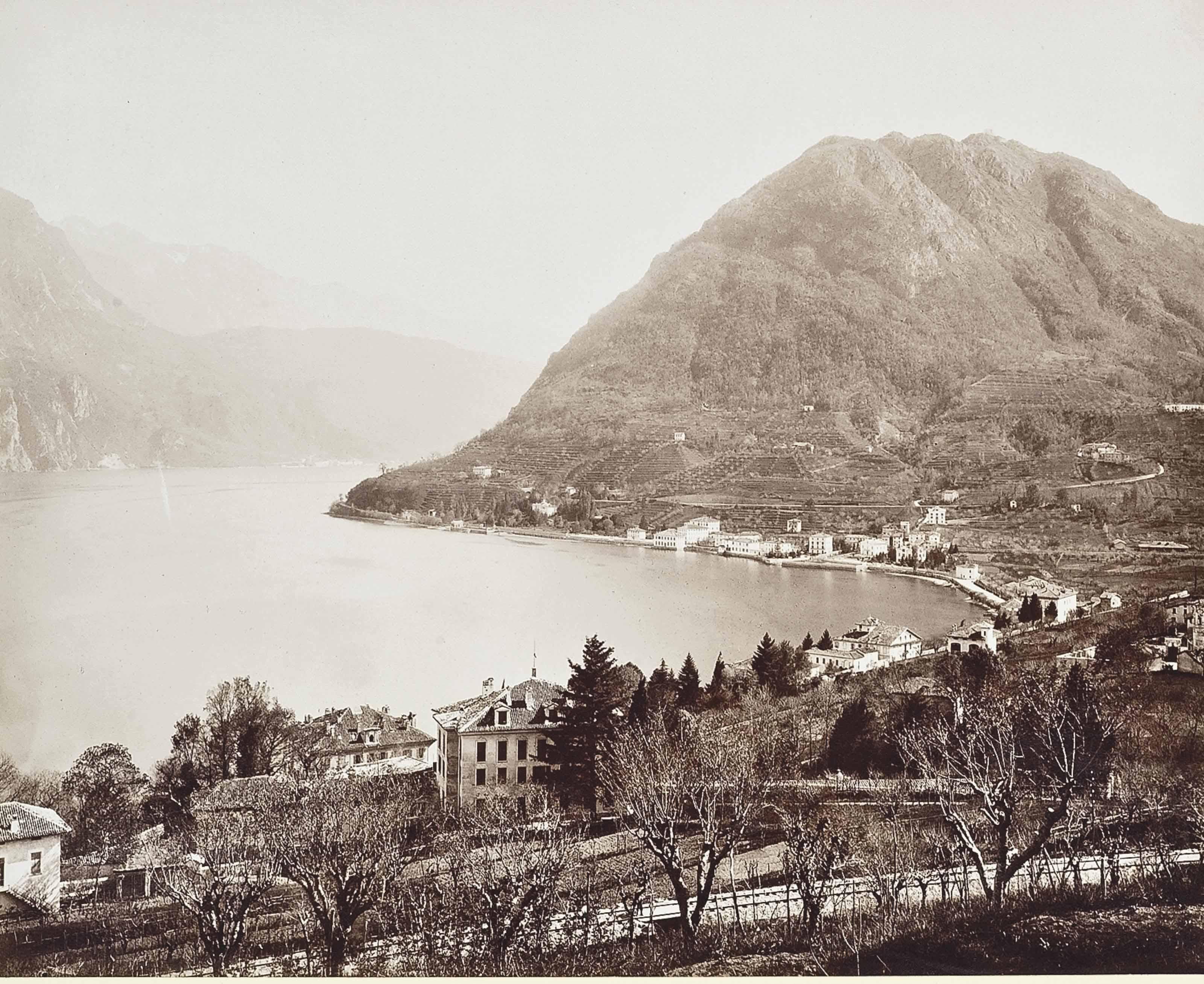 Adolphe Braun - Lugano et le mont Salvatore; Defilé de Dazio; and Vue depuis le mont Genere sur le lac Majéure; Vue de Zermatt