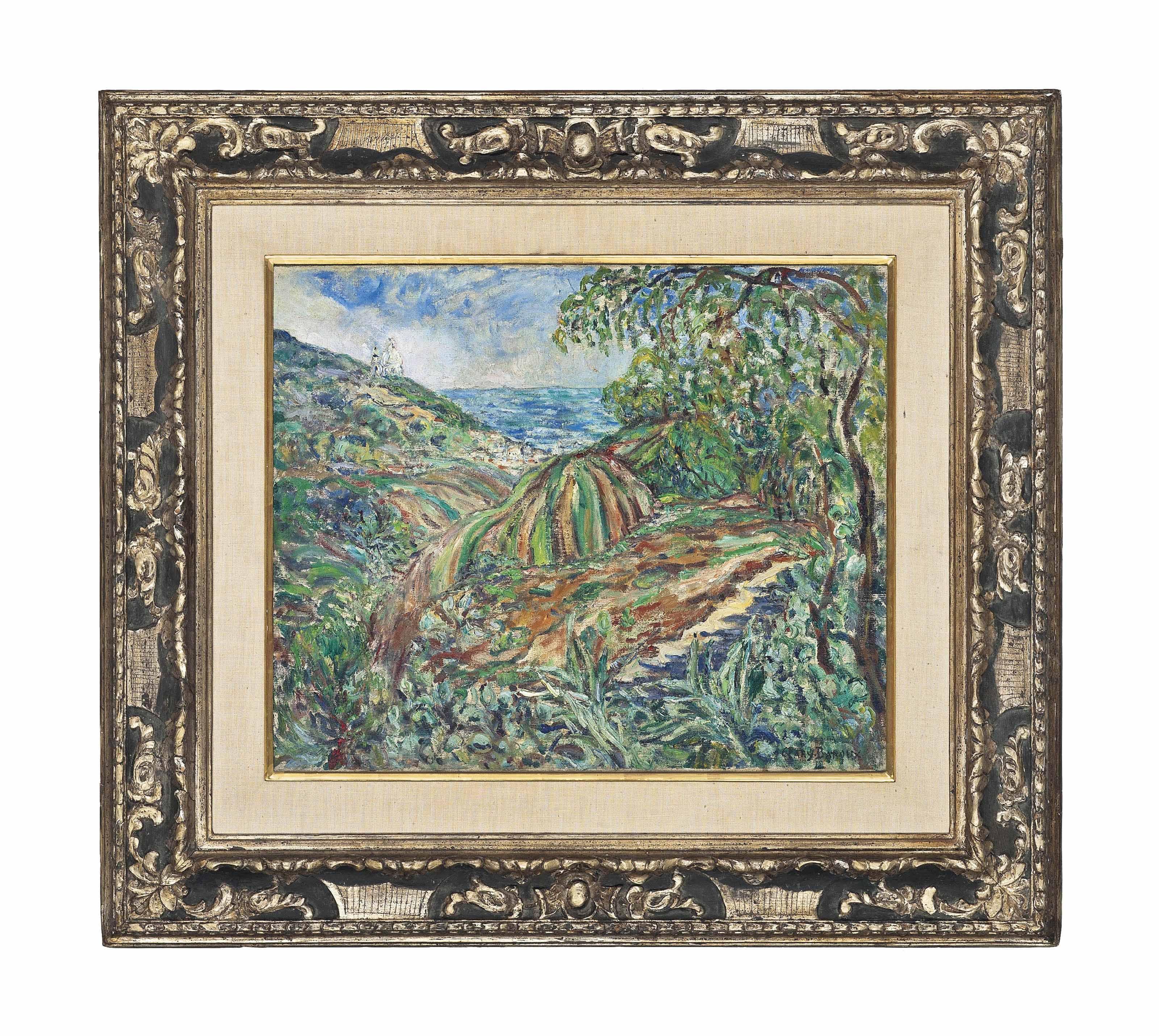 Adolphe Clary-Baroux - A mountainous landscape with a church in the distance
