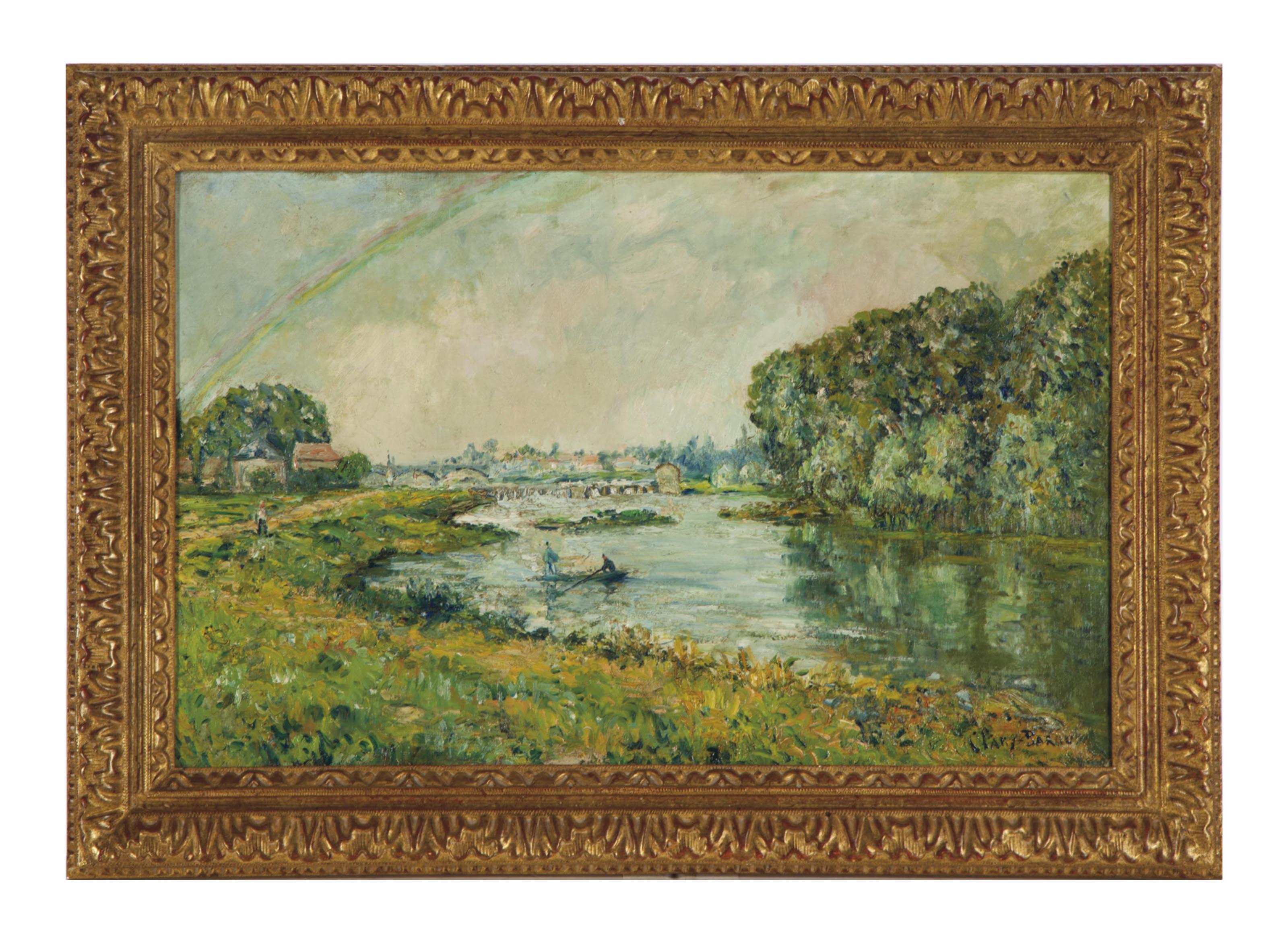 Adolphe Clary-Baroux - A rainbow over a river landscape