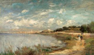 Adolphe Jacques Barthélémy Appian - Küstenlandschaft mit Staffage