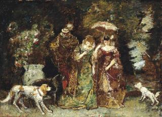 Adolphe Joseph Thomas Monticelli - A Gathering In The Woods