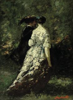 Adolphe Joseph Thomas Monticelli - A woodland stroll